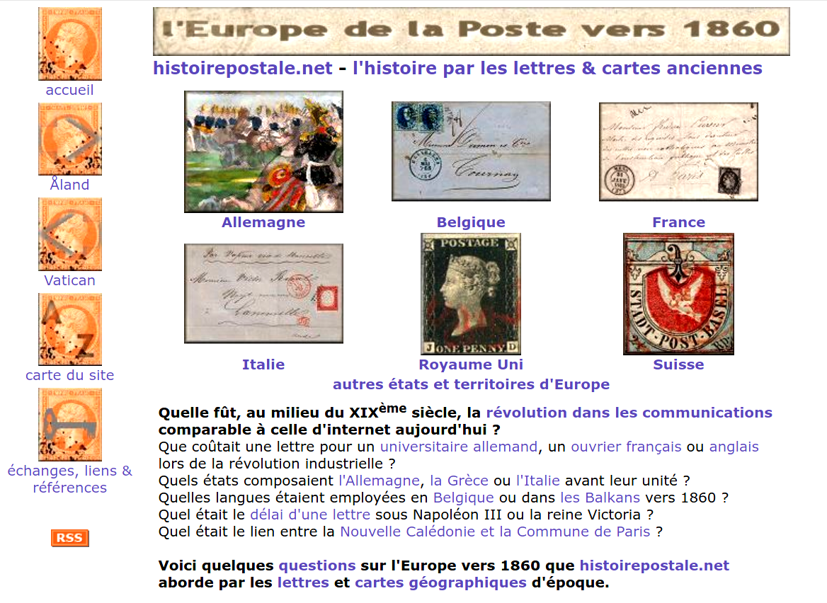 Copie d'écran - L'Europe de la POste vers 1860 - 1